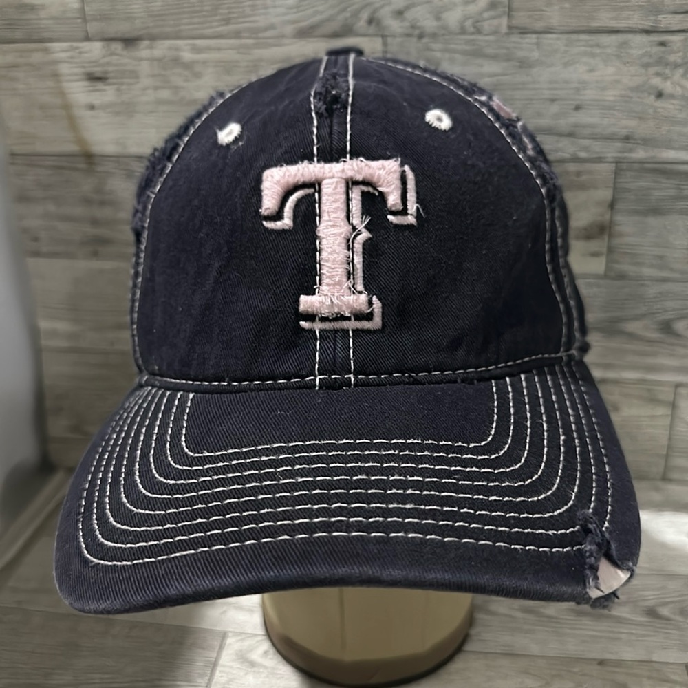 Texas Rangers blue pink distressed baseball cap hat